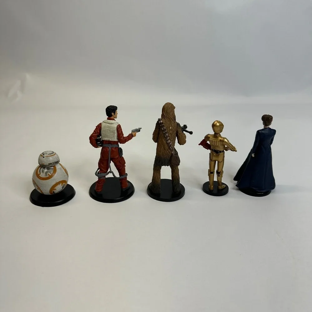 Star Wars Disney Store Figure Set BB-8 Poe‎ Chewbacca C-3PO Leia 5 PVC Piece Lot